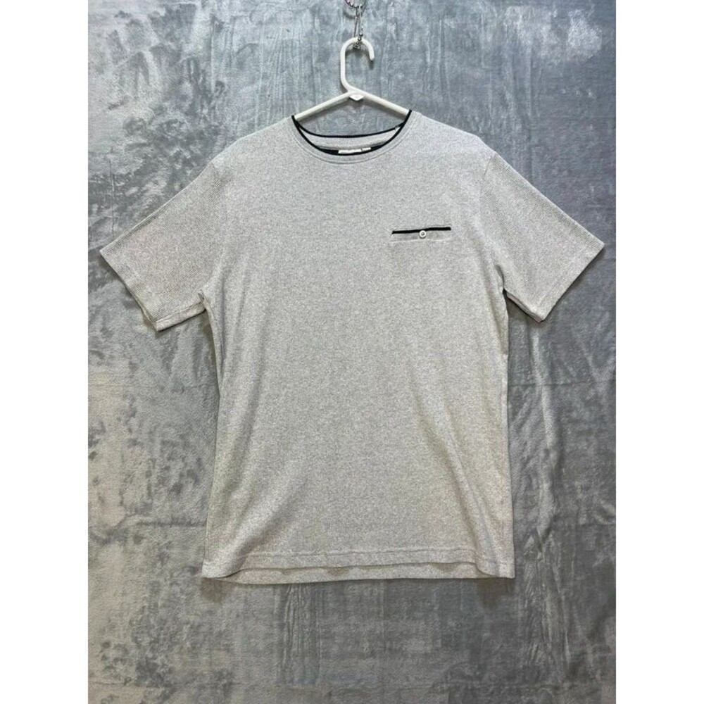 SMASH Mens T Shirt Gray Short Sleeve Chest Pocket Cotton Blend Size Large